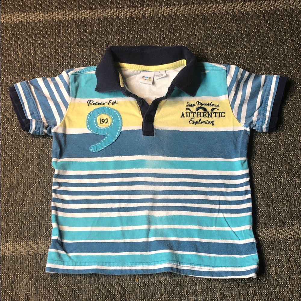 Boys Striped Polo Shirt - Blue & Yellow Authentic Style